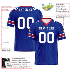 Custom Royal New York Personalized Authentic Football Jersey FBJ02-D020256-11