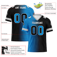 Custom Blue Black North Carolina Personalized Authentic Football Jersey FBJ02-D028017-3