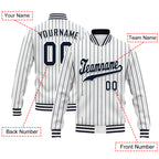 Custom White Navy Stripe Fashion Jacket Bomber Full-Snap Varsity Letterman Personalized Jacket FZ005-D020219-2