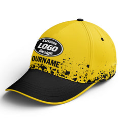 Custom Black Yellow Hat Sport Design Cap Stitched Adjustable Personalized YW061-D020231-7