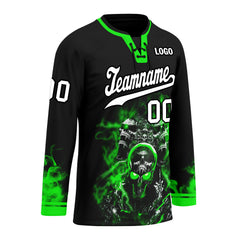 Custom Balck Green Gothic Personalized Hockey Jersey HCKJ01-E0601-01