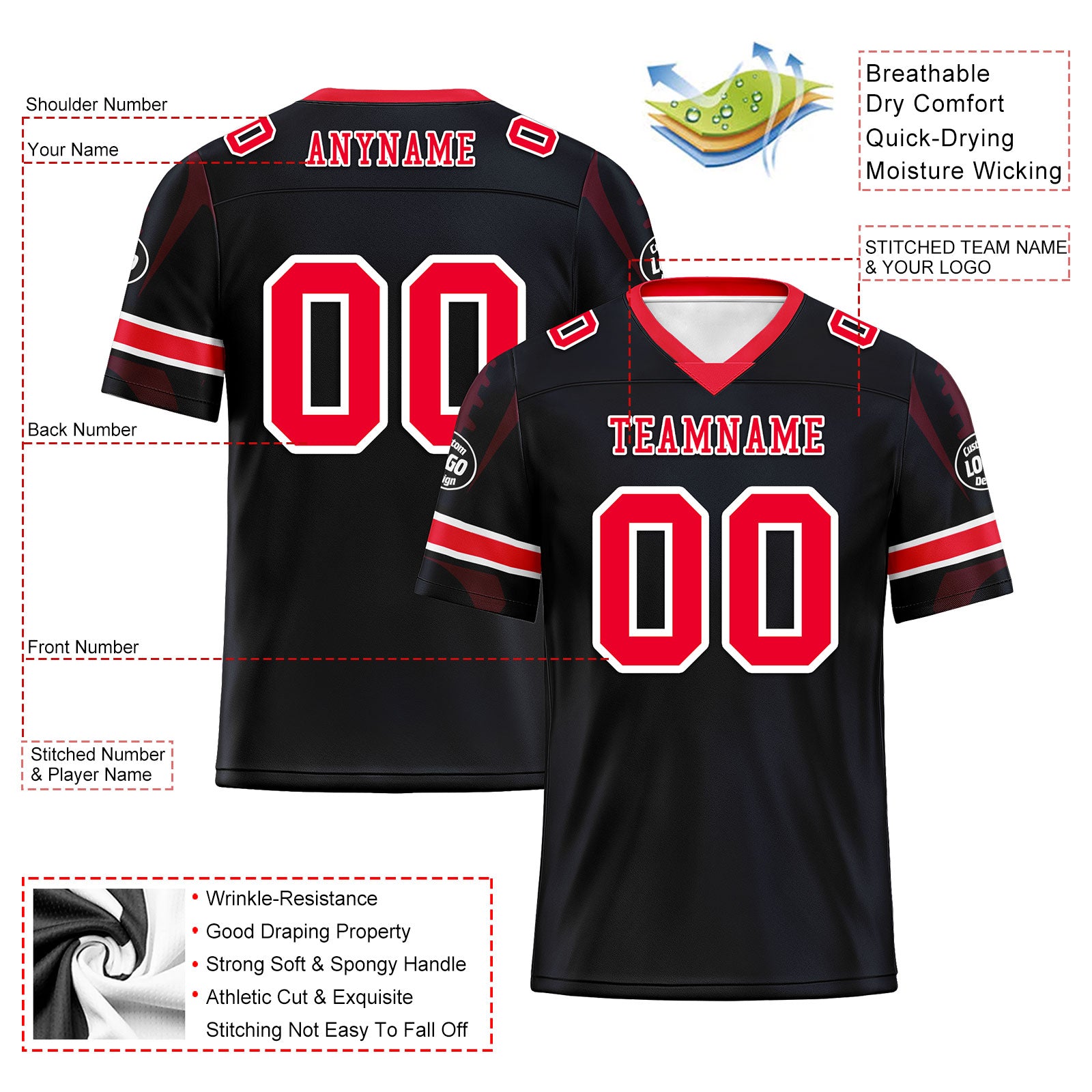 Custom Blue Houston Football Jersey and Sports Shoes Combo Offer Personalized Combo ZH-D025008-10