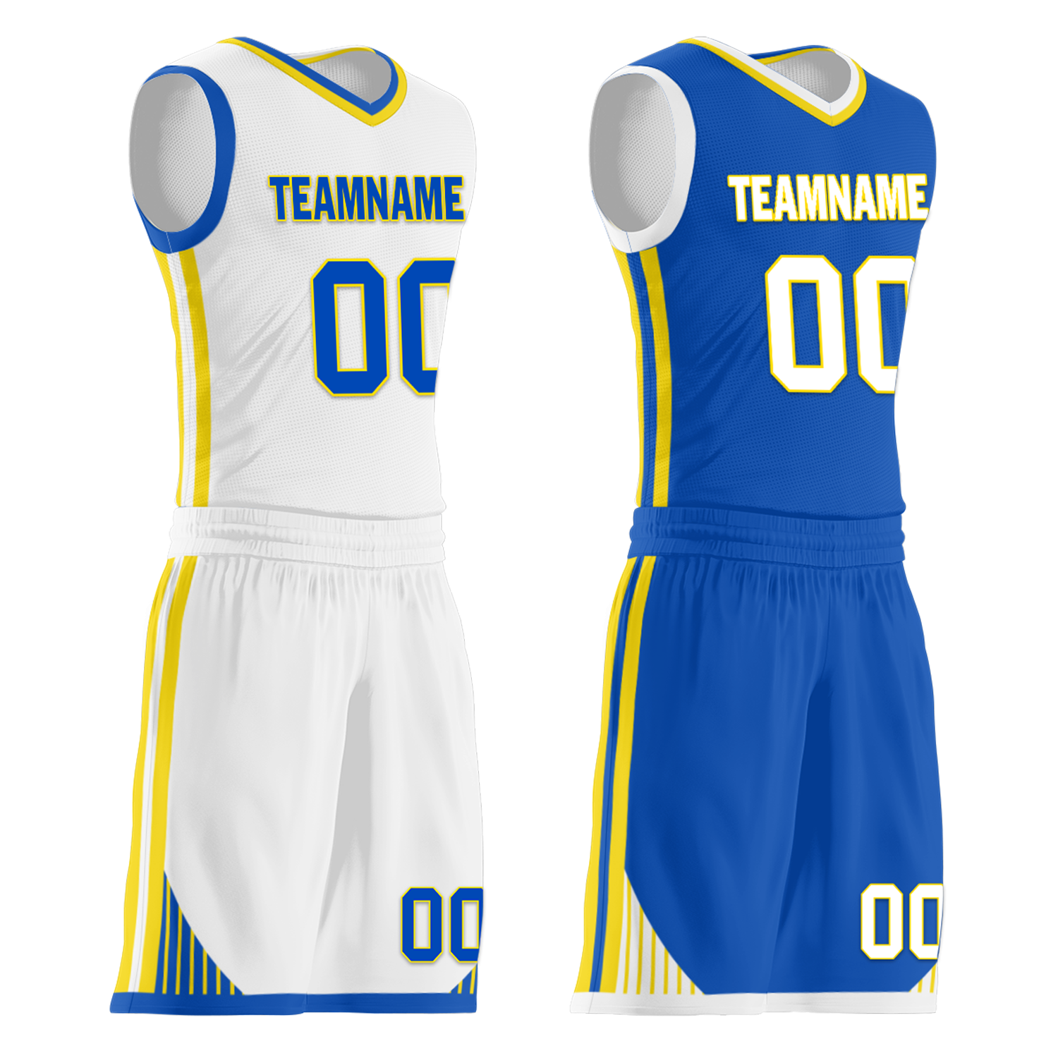 Custom White Blue Classic Style Reversible Basketball Uniform Personalized Ordinary BBJR-D017004