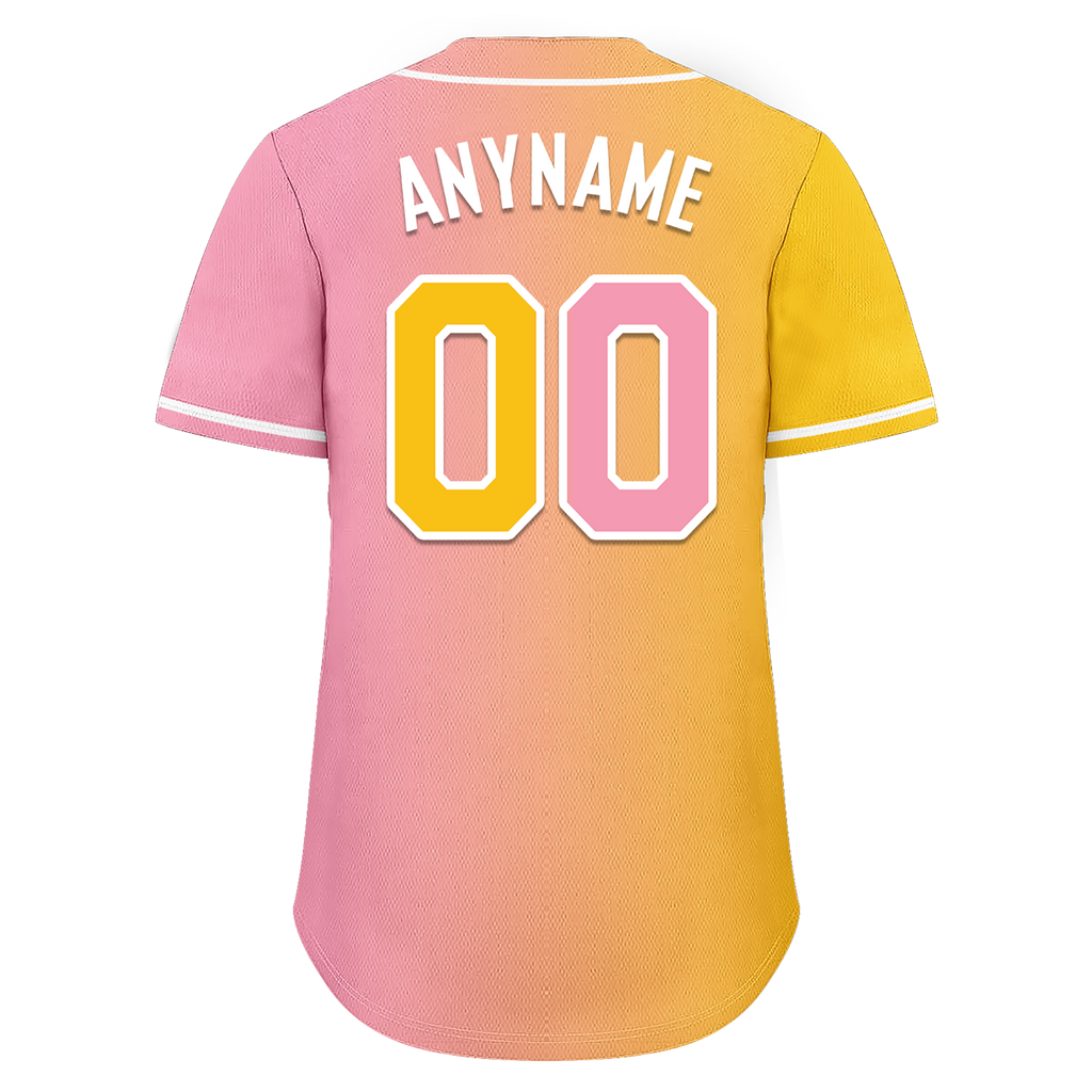 Custom Yellow Pink Gradient Fashion Personalized Authentic Baseball Jersey BSBJ01-D0a7aac