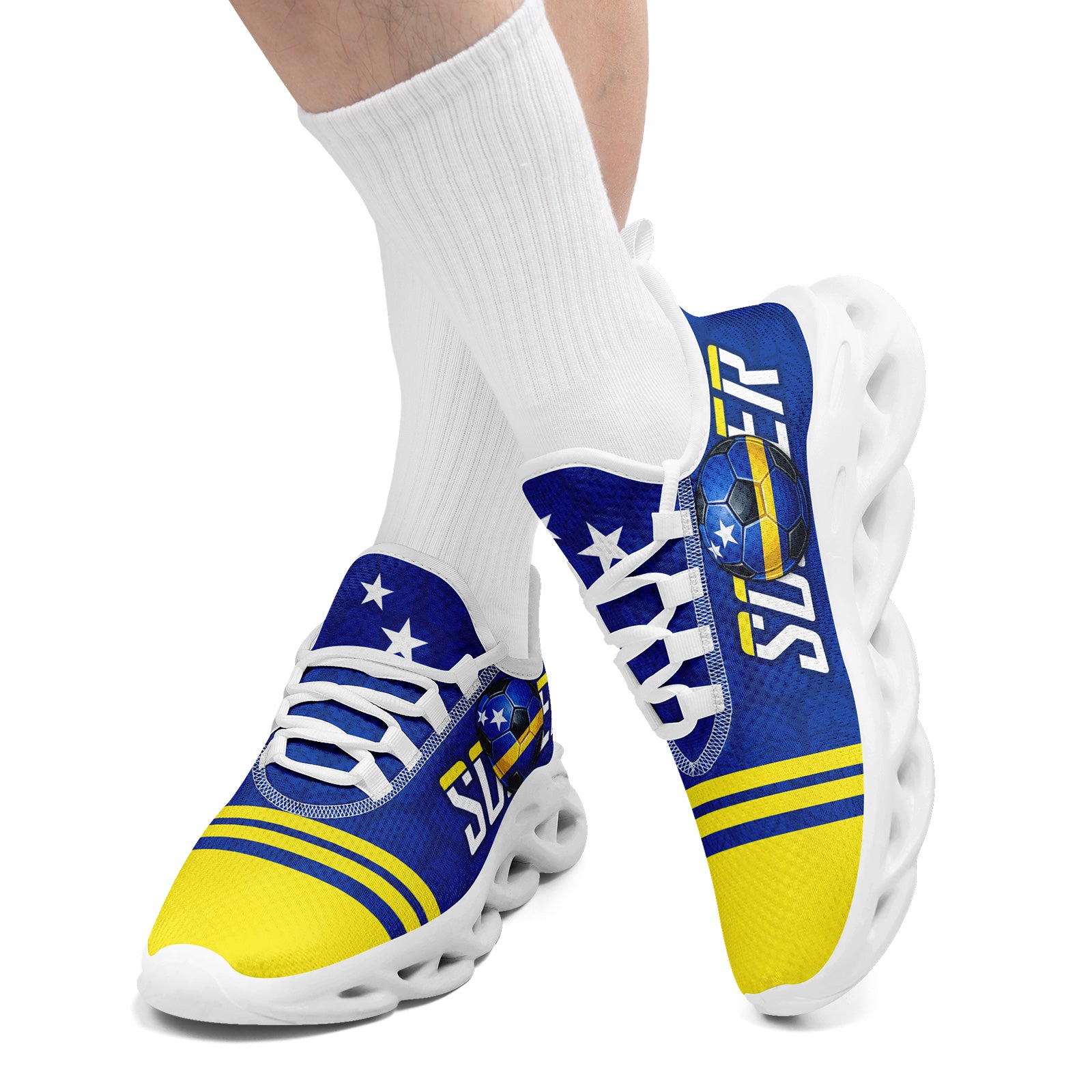Custom Curaçao 2026 World Cup Sneakers DIY Country Flag Running Shoes Lightweight Sport Shoes Gift for Football Fans Personalized Team Name and Logo FN003-F009074-3