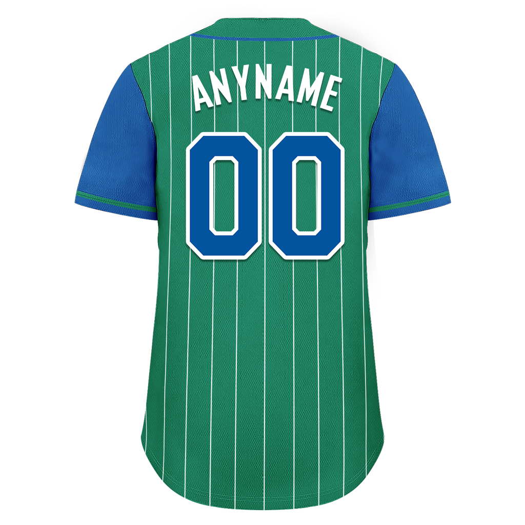 Custom Green Blue Stripe Baseball Jersey – Embroidered