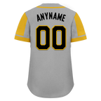 Custom Gray Yellow Raglan Sleeves Personalized Authentic Baseball Jersey BSBJ01-D017188