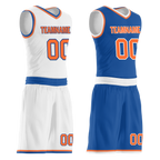 Custom White Blue Classic Style Reversible Basketball Uniform Personalized Ordinary BBJR-D017016