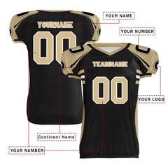 Custom Beige Black Louisiana High-Performance American Football Jersey FBJ06-D023001-19