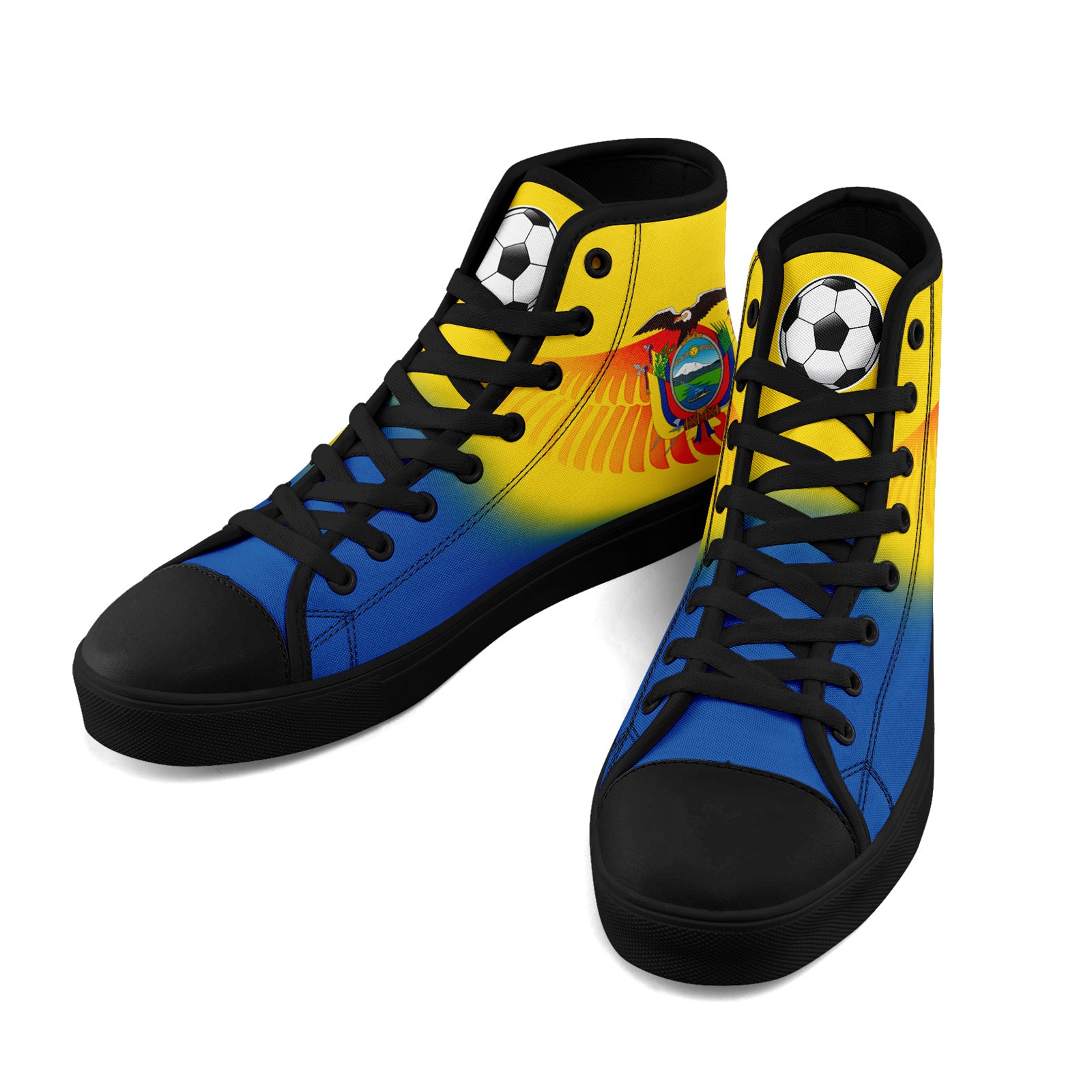 Custom Ecuador 2026 World Cup Sneakers DIY Country Flag Running Shoes Lightweight Sport Shoes Gift for Football Fans Personalized Team Name and Logo FN024-F009099-2