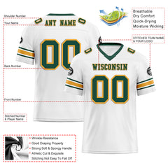 Custom White Green Wisconsin Personalized Authentic Football Jersey FBJ02-D020256-7