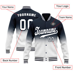 Custom Blue White Fade Fashion Jacket Bomber Full-Snap Varsity Letterman Personalized Jacket FZ005-D020229-2