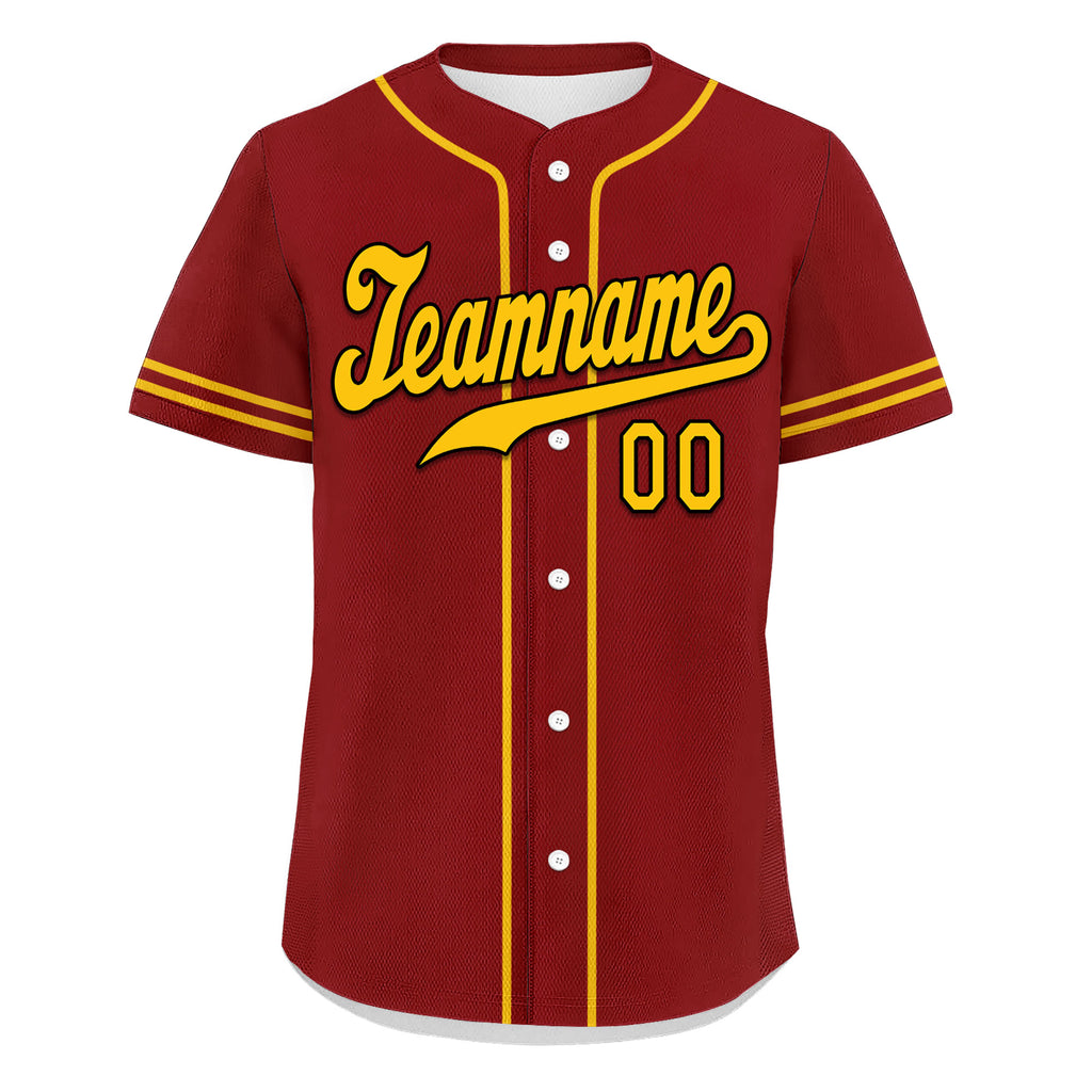 Custom Red Classic Style Yellow Personalized Authentic Baseball Jersey UN002-bd0b00d8-aa