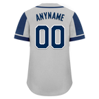Custom Gray Blue Raglan Sleeves Personalized Authentic Baseball Jersey BSBJ01-D017178