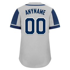 Custom Gray Blue Raglan Sleeves Personalized Authentic Baseball Jersey BSBJ01-D017178