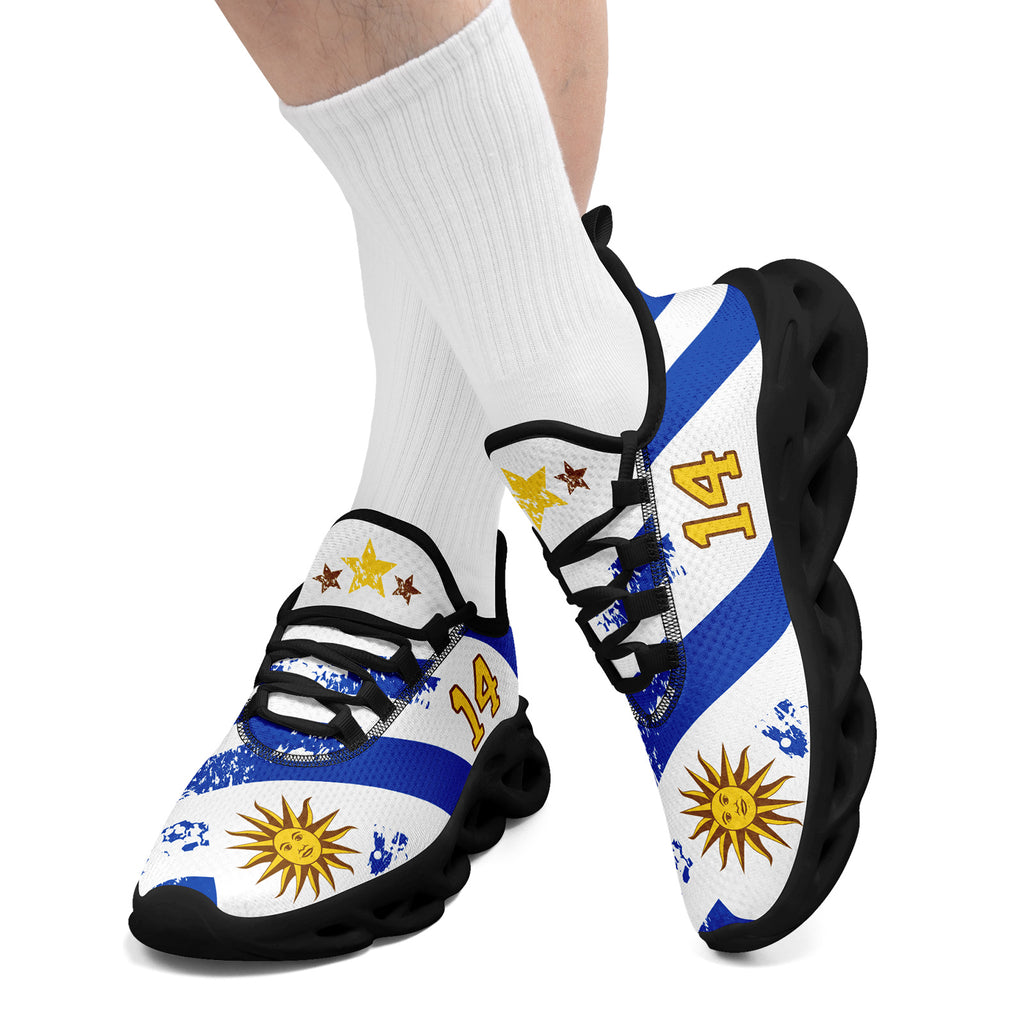 Custom Uruguay 2026 World Cup Sneakers DIY Country Flag Running Shoes Lightweight Sport Shoes Gift for Football Fans Personalized Team Name and Logo FN003-F009122-10