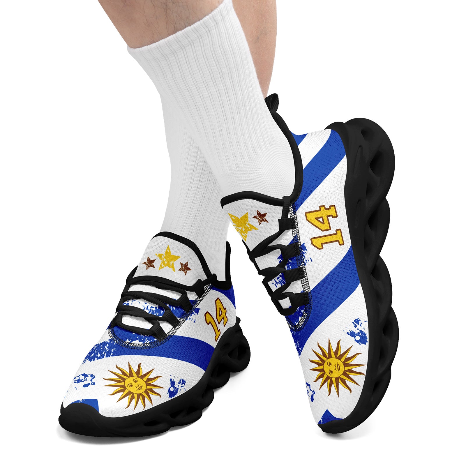 Custom Uruguay 2026 World Cup Sneakers DIY Country Flag Running Shoes Lightweight Sport Shoes Gift for Football Fans Personalized Team Name and Logo FN003-F009122-10