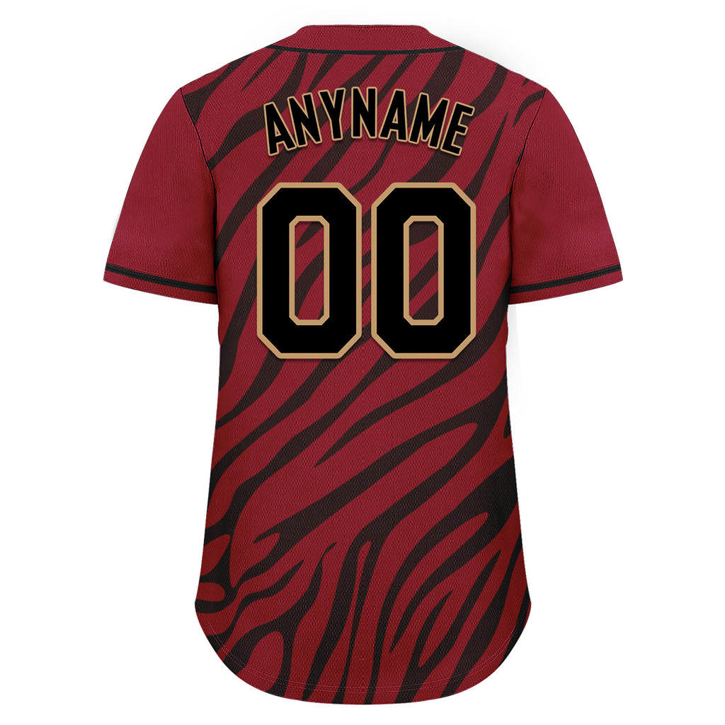 Custom Burgundy Black Zebra Pattern Personalized Authentic Baseball Jersey BSBJ01-D020201-10
