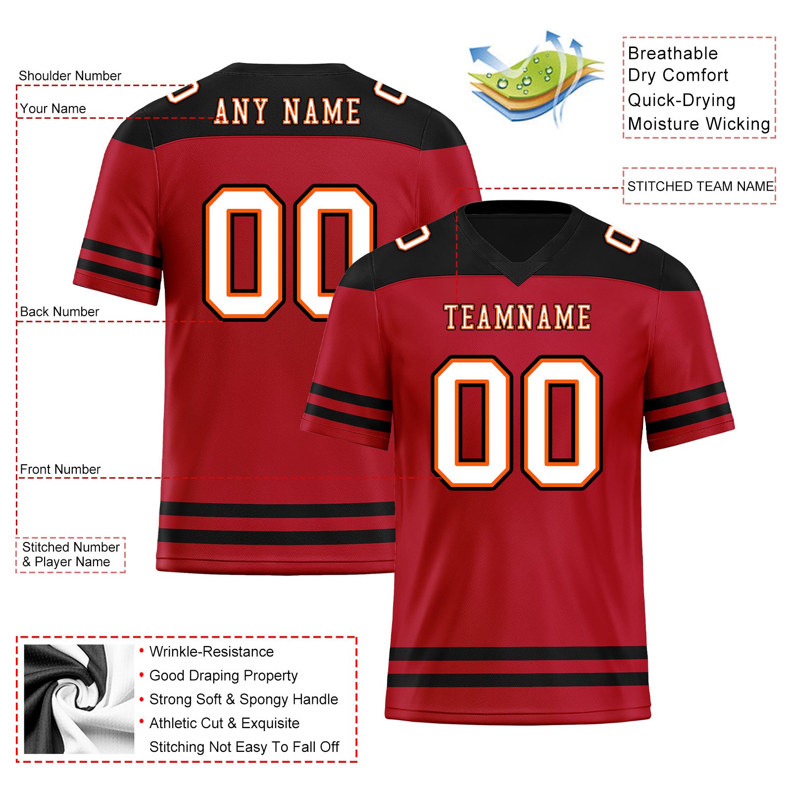 Custom Tampa Bay Personalized Authentic Football Jersey FBJ02-E0607-25