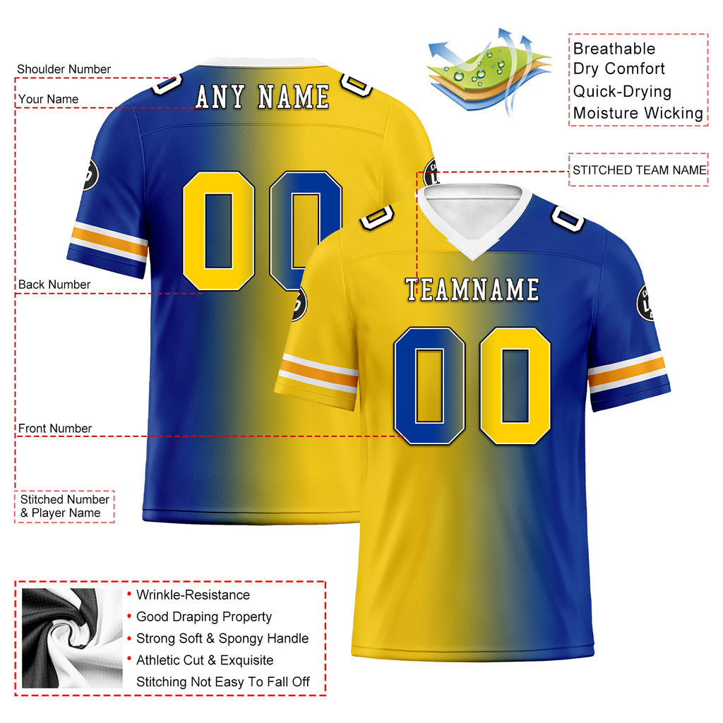 Custom Yellow Blue California Personalized Authentic Football Jersey FBJ02-D028017-8
