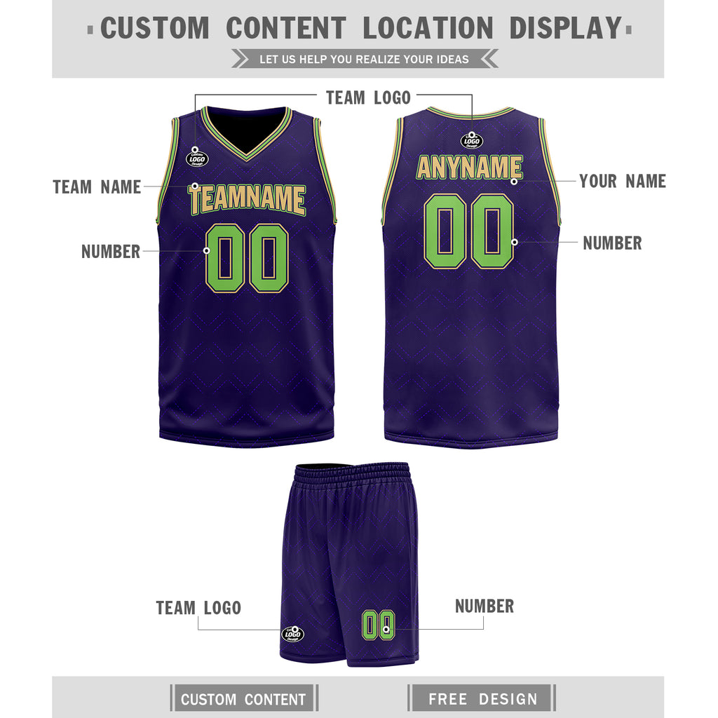 Custom Purple Green Gold City Edition Personalized Sports Uniform Authentic Basketball Jersey BBJ01-D06101-19