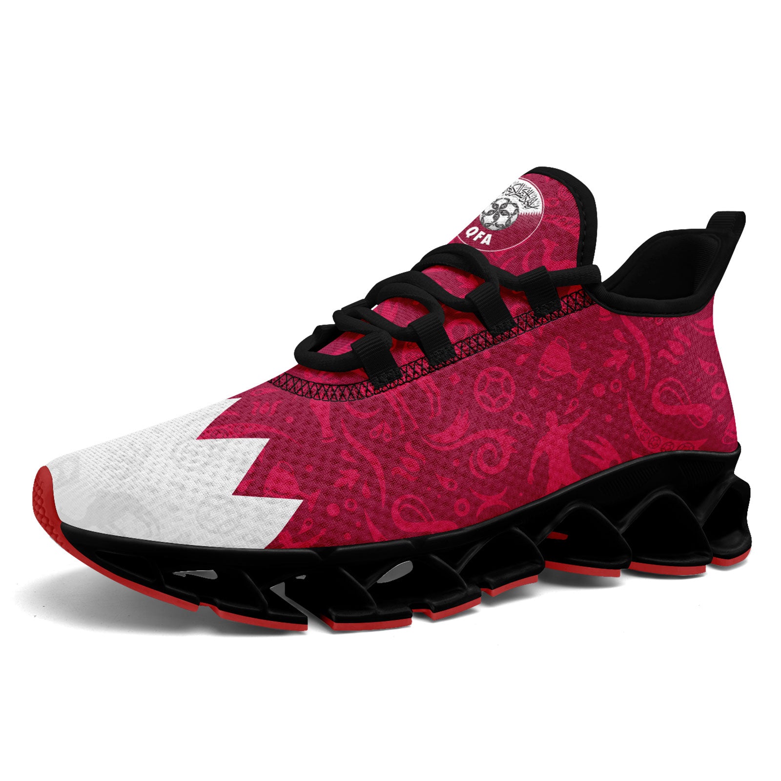 Custom Qatar 2026 World Cup Sneakers DIY Country Flag Running Shoes Lightweight Sport Shoes Gift for Football Fans Personalized Team Name and Logo FN003XD-F020030-2