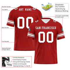 Custom Red White San Francisco Personalized Authentic Football Jersey FBJ02-D020256-13