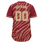 Custom Tan Burgundy Zebra Pattern Personalized Authentic Baseball Jersey BSBJ01-D020201-7
