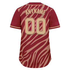 Custom Tan Burgundy Zebra Pattern Personalized Authentic Baseball Jersey BSBJ01-D020201-7