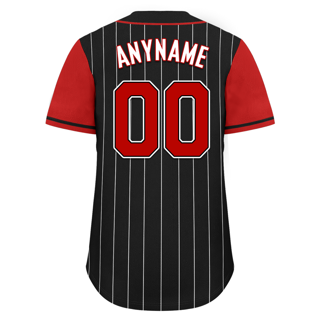 Custom Black Red Stripe Fashion Personalized Authentic Baseball Jersey BSBJ01-D017216