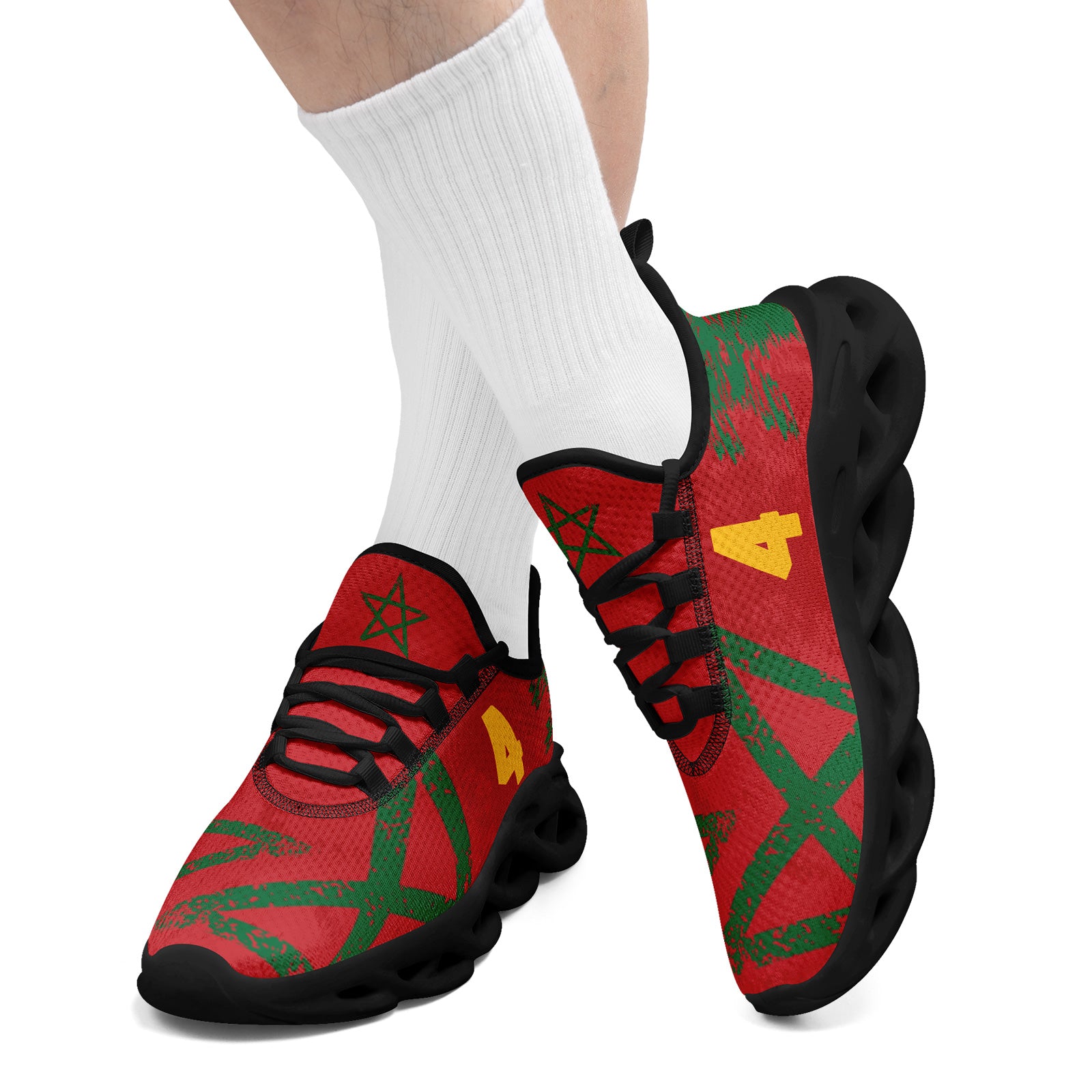 Custom Morocco 2026 World Cup Sneakers DIY Country Flag Running Shoes Lightweight Sport Shoes Gift for Football Fans Personalized Team Name and Logo FN003-F009115-9