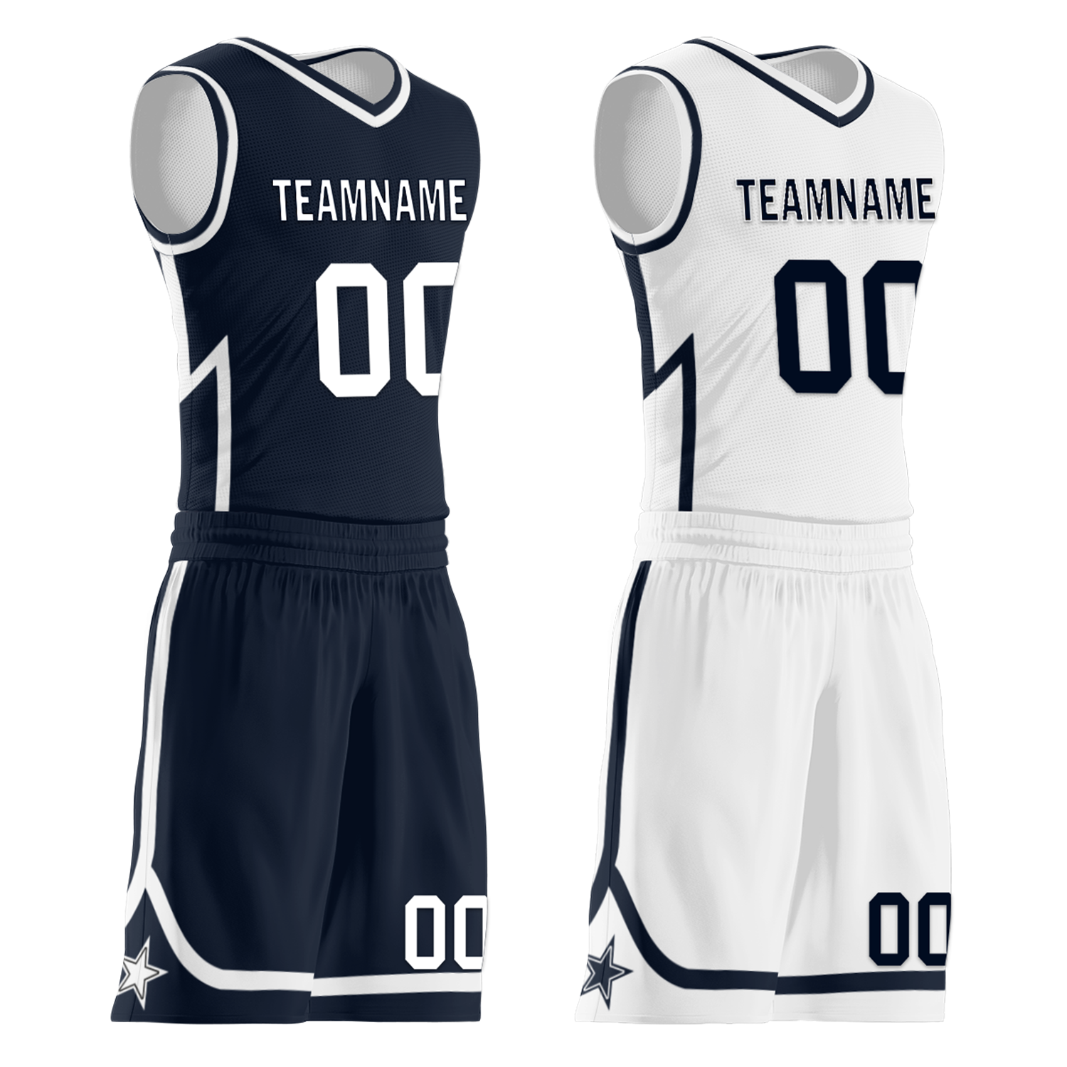Custom Blue White Classic Style Reversible Basketball Uniform Personalized Ordinary BBJR-D017056