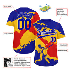 Custom Yellow Fiery Red Venezuelan Flag Personalized Authentic Baseball Jersey BSBJ01-E06022-1