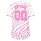 Custom White Pink Zebra Pattern Personalized Authentic Baseball Jersey BSBJ01-D020201-20