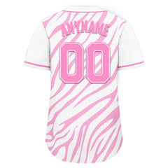 Custom White Pink Zebra Pattern Personalized Authentic Baseball Jersey BSBJ01-D020201-20