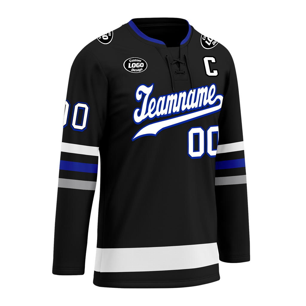 Custom Black Grey Personalized Hockey Jersey HCKJ01-D0a70ba