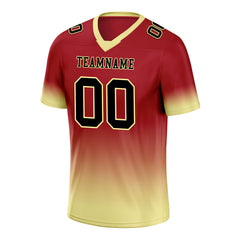 Custom Red Cream Fade Fashion Personalized Authentic Football Jersey FBJ02-D06094