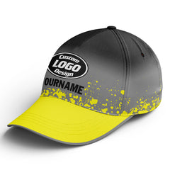 Custom Gray Yellow Hat Sport Design Cap Stitched Adjustable Personalized YW061-D020231-9