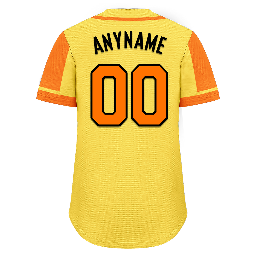 Custom Yellow Orange Raglan Sleeves Personalized Authentic Baseball Jersey BSBJ01-D017204