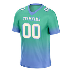 Custom Mint Green Blue Fade Fashion Personalized Authentic Football Jersey FBJ02-D06105