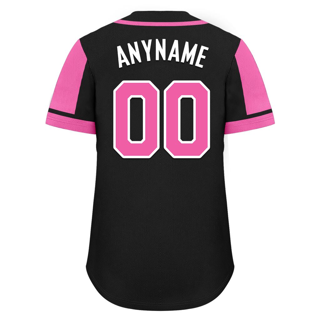 Custom Black Pink Raglan Sleeves Personalized Authentic Baseball Jersey BSBJ01-D017198
