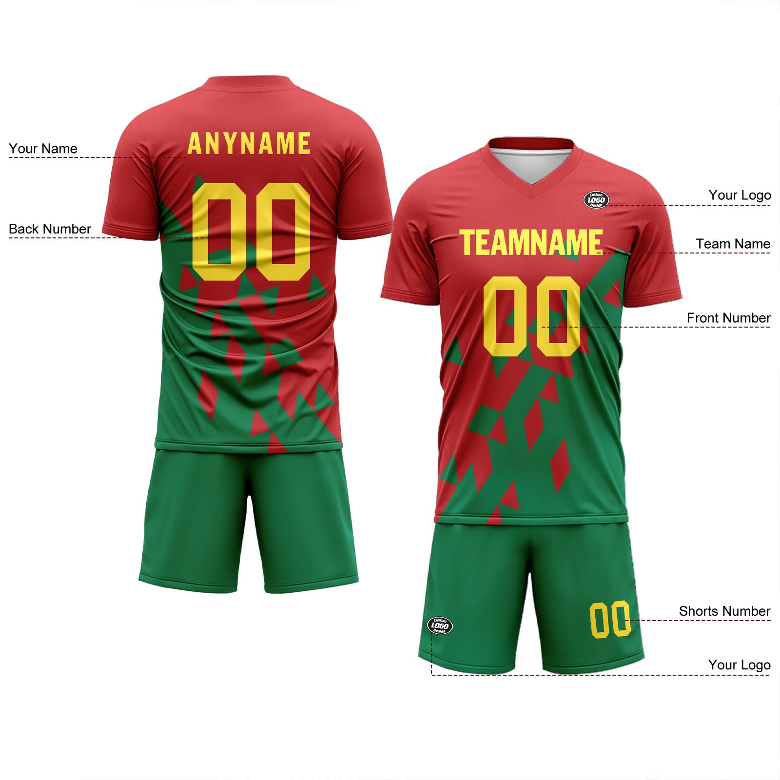 Custom Red Green Soccer Sets Jersey Personalized SCJ101-D28015