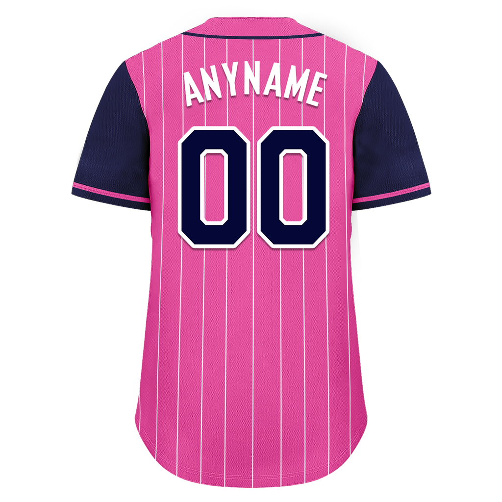 Custom Pink Blue Stripe Fashion Personalized Authentic Baseball Jersey BSBJ01-D017228