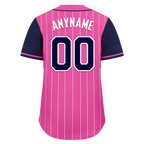 Custom Pink Blue Stripe Fashion Personalized Authentic Baseball Jersey BSBJ01-D017228