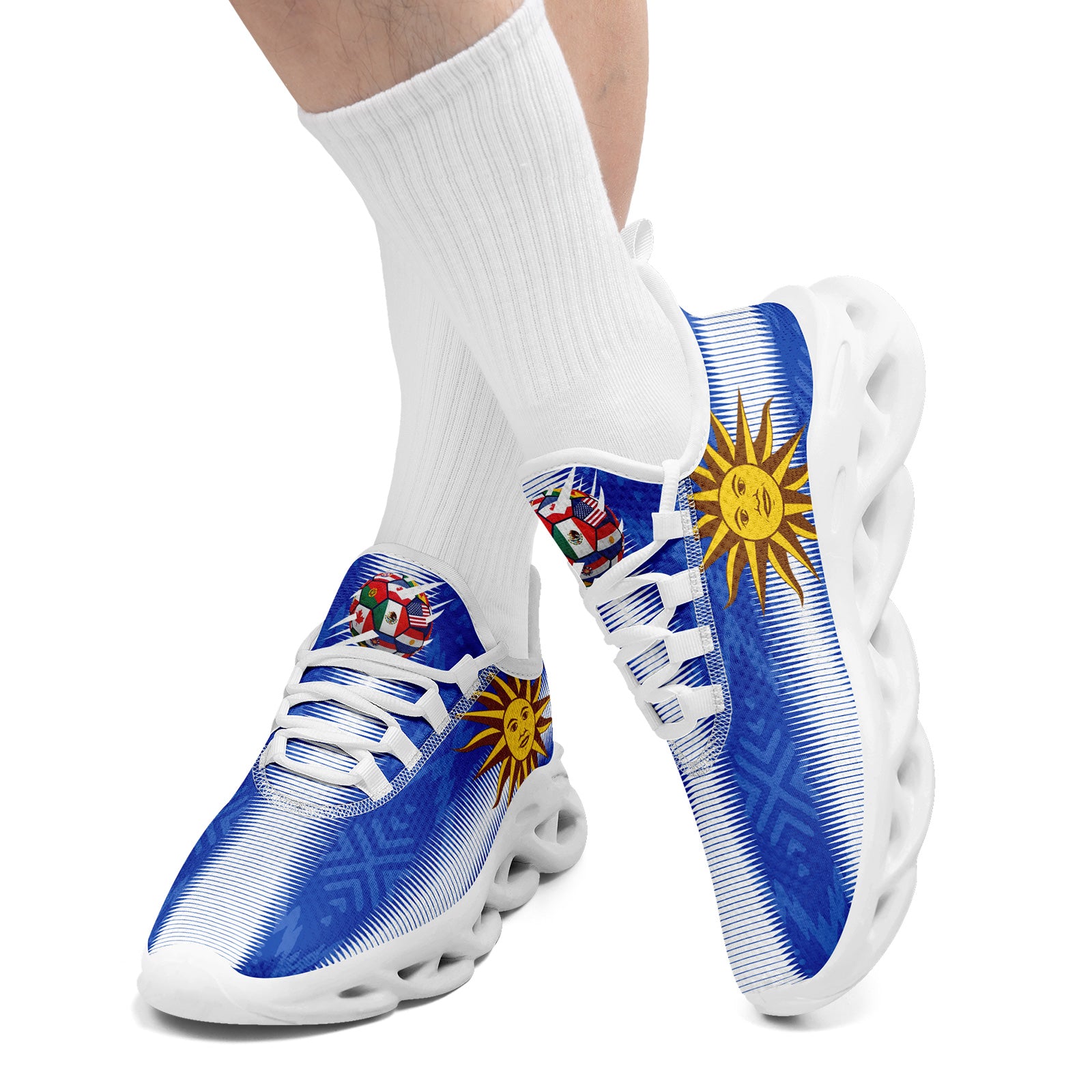 Custom Uruguay 2026 World Cup Sneakers DIY Country Flag Running Shoes Lightweight Sport Shoes Gift for Football Fans Personalized Team Name and Logo FN003-F009072-1