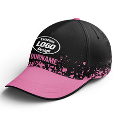 Custom Black Pink Hat Sport Design Cap Stitched Adjustable Personalized YW061-D020231-5