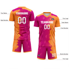 Custom Pink Yellow Soccer Sets Jersey Personalized SCJ101-D020210-5