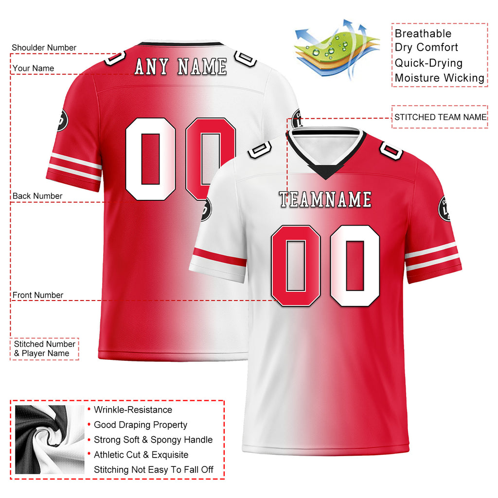 Custom Red White Missouri Personalized Authentic Football Jersey FBJ02-D028017-25