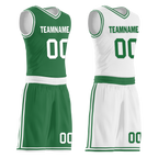 Custom Green White Classic Style Reversible Basketball Uniform Personalized COOLMAX BBJR-D017001
