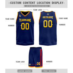 Custom Navy Blue Red Gold City Edition Personalized Sports Uniform Authentic Basketball Jersey BBJ01-D06101-10